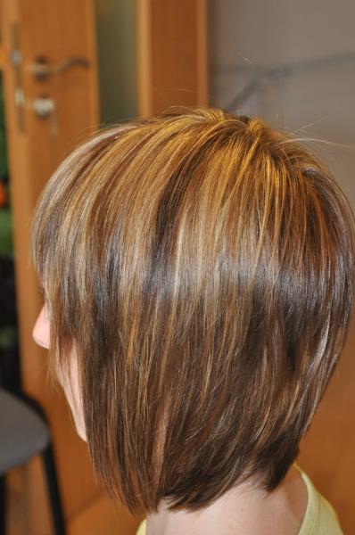 Dark brown and light hair highlights