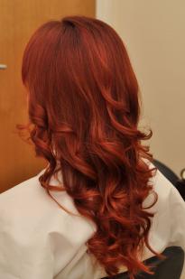 Red colour hair with brown tint